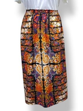 Handmade Women’s High Waisted Pull-on Floral Maxi Skirt VTG 90s Whimsigoth L